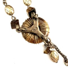 Vintage Tigers Eye Wire Wrapped Pendant Necklace