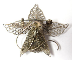 ART NOUVEA LADIES 925 STERLING SILVER CALLA LILY FILIGREE PIN BROOCH..
