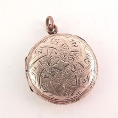 Antique Victorian Rolled Gold Engraved Round Locket Hair Receiver Ornate