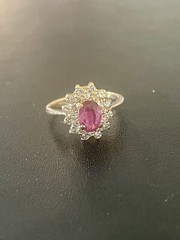 14KT Yellow Gold Ruby & Diamond Ring. Size 6.75 (K49)