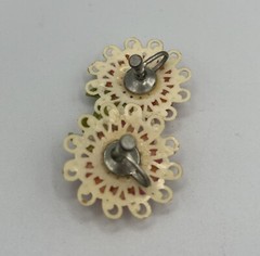 VINTAGE Clip On Twist Back Earrings 2 Pairs Plastic Flowers Pink Red