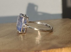 Vintage 14K White Gold Engagement Ring 8.94ct.Natural Blue Cushion Sapphire GIA