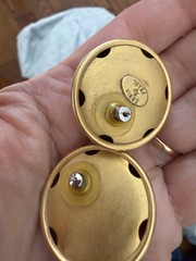Vintage Erwin Pearl Brushed Gold Tone Statement Runway Pierced Earrings