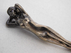 RARE Vintage 1970’s Sterling BEAUTIFUL NUDE WOMAN Pendant, 2″ tall, HAND CRAFTED