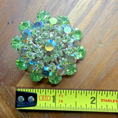 Vintage Weiss Glass Rhinestones Brooch & Earrings Set Silver Toned Clips