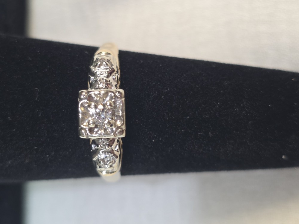 Antique Art Deco 1920s Diamond Ring 14k Yellow And White Gold Size 6.25