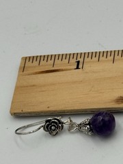 Vintage Sterling Silver 925 Filigree Amethyst Drop Earrings 6 Grams Floral
