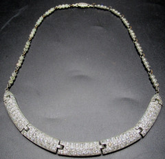Antique Art Deco Sparkling Ice Rhinestone Pot Metal Necklace