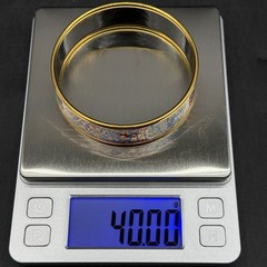 Vintage Hermes Enamel Bangle Bracelet Women GM Gold Multi Circus Horse Vintage