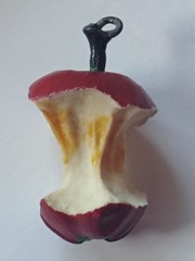 Vintage 1970s Apple Core Pendant HAND PAINTED HIPPIE LOVE FESTIVAL JEWELRY