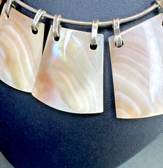 Stunning Abalone Shell Sterling Silver Choker Tribal Statement Necklace