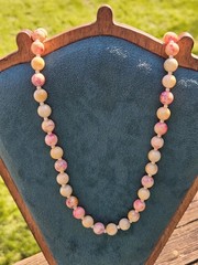 Vintage Lucite Marbled Pastel Necklace Beaded Spring Easter Pink Cream Blue