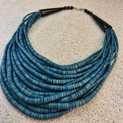 Statement Runway Blue 16 strands coconut necklace