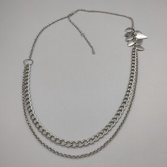 90’s Couture Punk Edgy Silver Tone Asymmetrical Chain Necklace Vintage Club Wear