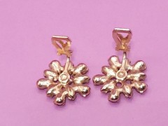 Vtg Signed b david Dark Amber & Clear Rhinestone Brooch Clip Earring Set In Box