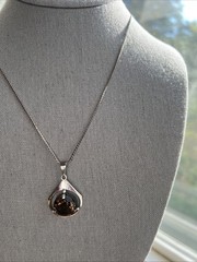 Vintage Sterling Silver & Smoky Quartz Necklace; Made in Israel; Beautiful!