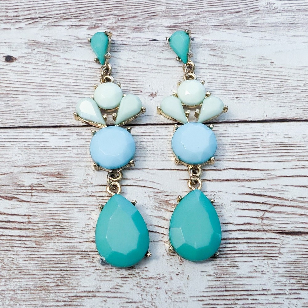 Vintage Earrings For Pierced Ears – Bluey Green Tones Dangle