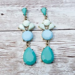 Vintage Earrings For Pierced Ears – Bluey Green Tones Dangle