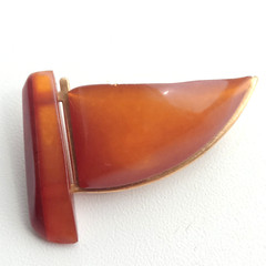 Vintage Soviet Amber Brooch. Sailboat. Kaliningrad. Made in USSR