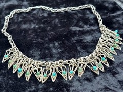 Antique Armenian Silver necklace with natural turquoise