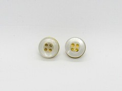 Vintage Pair Unique 1/2″ Clothing Button Gold Tone Pinbacks Shirt Button Pins