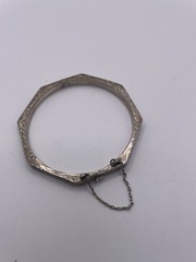 Vintage Sterling Octagon Bracelet IBB Signed Etched Safety Chain
