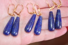 Quality 14K GF 45mm Large Laois Lazuli Tear drop Lever back Earrings