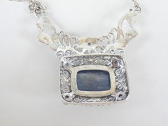 Sterling Silver 925 Natural Kyanite Iolite Art Nouveau Style Necklace 18″