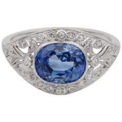 4Ct Art Deco Vintage Lab Created Sapphire 14K White Gold Finish Engagement Ring
