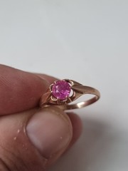 Rare Vintage Original Soviet Russian Solid Rose Gold Sapphire Ring 583 14K USSR