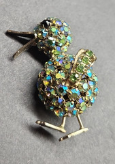 Vintage Warner Brooch Silver Tone Aurora Borealis Rhinestone Duck Bird
