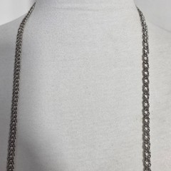 Monet Long Silver-Tone Curb Chain Necklace Textured Rope-Like Appearance