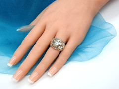 925 Sterling Silver White Topaz Bubble Dome Ring Chunky Statement Sz 6 Jewelry