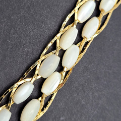 Choker Polished Rice Pearl Gold Tone Braided Chain Pearl Necklace Korea 16 Inch