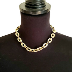 West Germany Chunky Necklace Pale Gold Tone Link Chain Statement Choker Collar