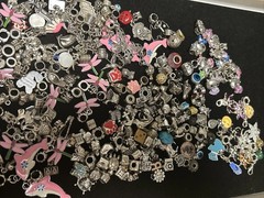 Vintage Lot 181 Charms Bead Spacer Clip Dangle Mix Rhinestone Enamel Collection