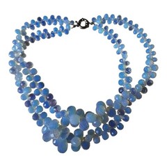 Vintage Multi-Strand Faceted Opalite Bead Statement Necklace