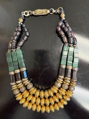 Vintage Egyptian revival beaded choker necklace 18″
