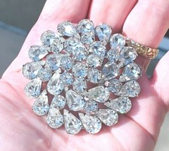 ANTIQUE LARGE 2.25″ Diameter WEISS BROOCH & MATCHING EARRINGS
