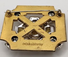 McClelland Barclay Large Citrine & Clear Rhinestone Art Deco Brooch