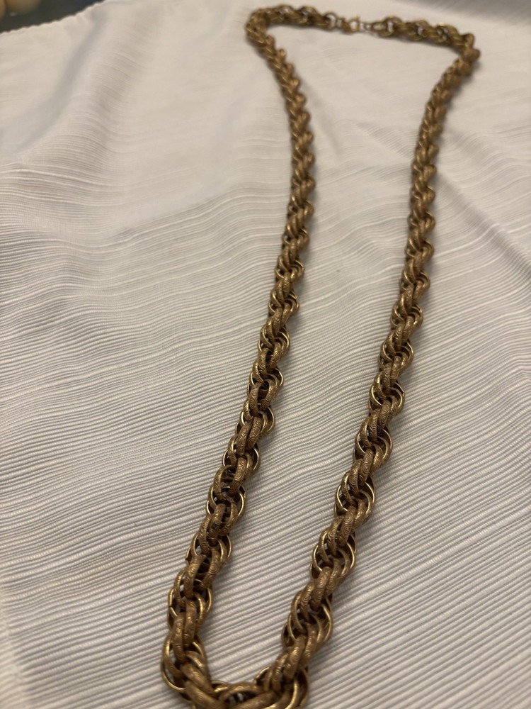 Miriam Haskell Vintage Heavy Gold Tone Rope 36 In Necklace