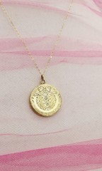 BOW Vintage LOCKET Gold Filled Y GF Necklace Antique Pendant Thick Hand Engraved