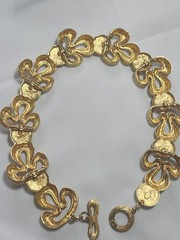 VINTAGE GIVENCHY CHUNKY TEXTURED COLLAR NECKLACE WITH BLACK CABOCHONS