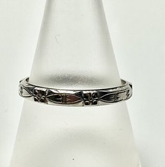 BELAIS 18K ART DECO FLORENTINE WEDDING BAND RING 3.40 MM FLORAL ANTIQUE VINTAGE