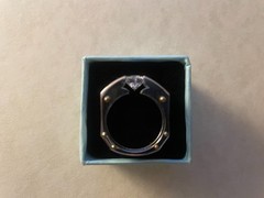 VTG Michael Valittuti 3ct CZ Tension Set NH Stainless Steel Square Band Ring SZ9