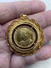 VINTAGE HANDMADE Solid 22K Yellow Gold DIKRAN THE GREAT of ARMENIA Charm Pendant