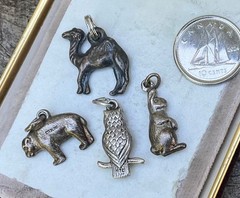 Vintage Sterling Charms ANIMALS Bear Owl Bunny Rabbit Camel LOT
