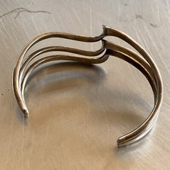 Sterling Silver Mid Century Modern Tri-Twist Cuff Bracelet