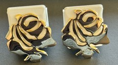 Vintage Huge Flower Clip Earrings Bold Gold Tone Abstract Statement 80s Runway