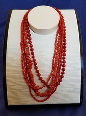 Unique Coral Necklace of 5 Various Shaped Strand by CL (1337)